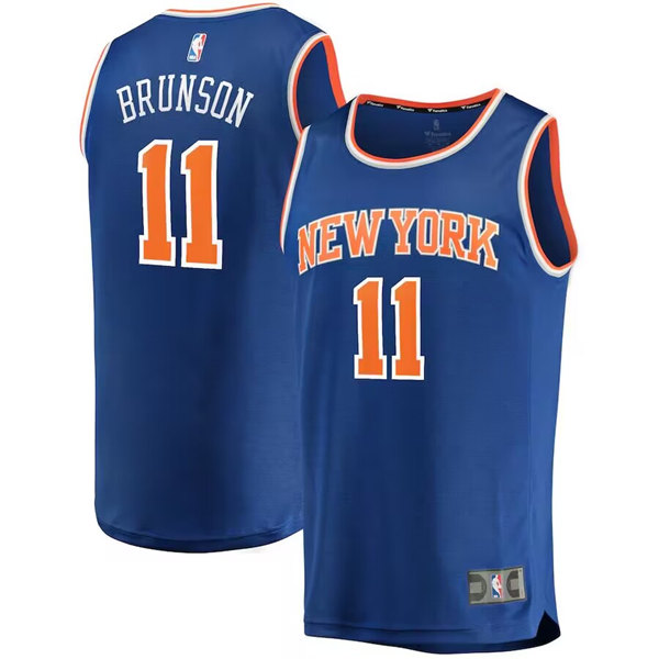 Men's New Yok Knicks #11 Jalen Brunson Blue Icon Edition Stitched Basketball Jersey